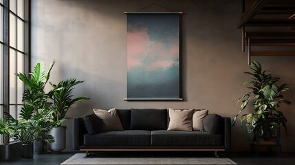 banner mockup office lounge