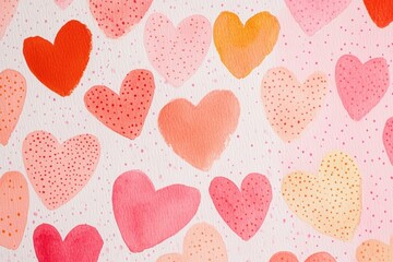 A beautiful watercolor capturing the essence of Valentine and love through vibrant heart shapes.