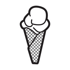 simple black and white ice cream logo, ice cream cone icon