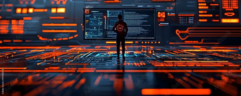 Poster cybersecurity professional employing advanced ai powered tools and technologies for real time threat