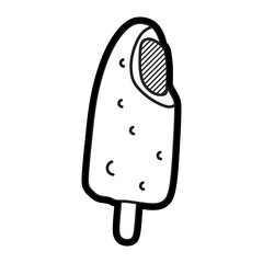 simple black and white ice cream logo, bitten ice cream icon