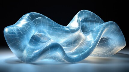 Fototapeta premium Abstract Blue Glass Sculpture: A Futuristic Design