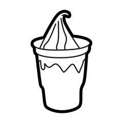 simple black and white ice cream logo, ice cream cone bowl icon