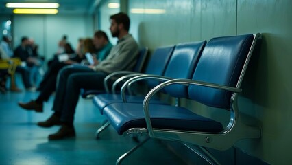 Crowded hospital waiting room with patients and medical staff, showcasing healthcare challenges and the importance of efficient medical services in modern society.