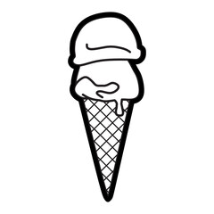 simple black and white ice cream logo, two stacked ice cream icons