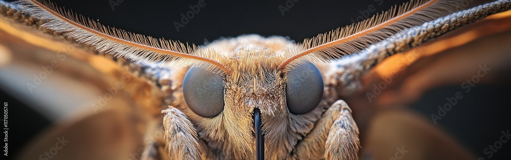 Poster Macro view of a moth's face highlighting its intricate features and textures captured in natural light