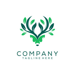 Vector logo illustration dear leaf gradient