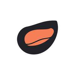 mussels vector illustration isolated on a white background , sea food ,asian food italian or spanish . Hand drawn illustration .