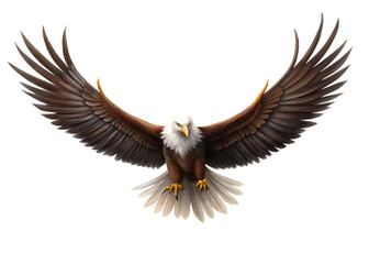 Obraz premium A spread-wing bald eagle soars in the sky. isolated on white background as transparent. PNG. AI GENERATED.
