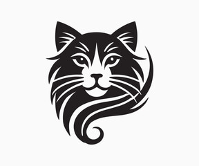 Obraz premium minimalist silhouette of a cat in black and white