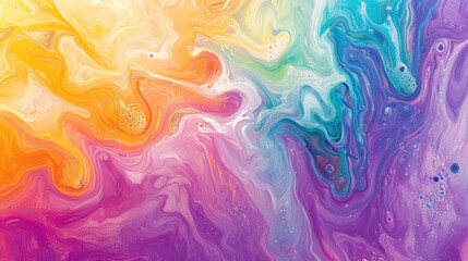 Abstract Fluid Art Swirling Colorful Paint Design