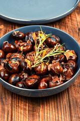 Charred roasted Chestnuts.