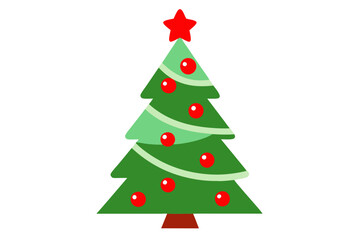 Fototapeta premium Vector Line Art of Christmas Tree in White for Printable Graphic Design