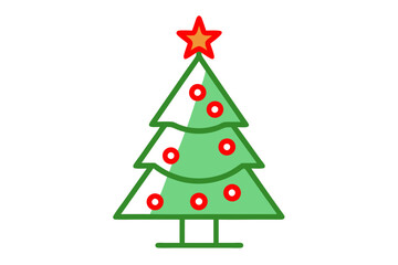 Vector Line Art of Christmas Tree in White for Printable Graphic Design