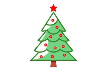 Vector Line Art of Christmas Tree in White for Printable Graphic Design