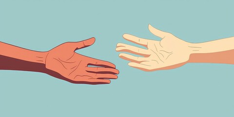 Illustration of hands extended in a gesture of support and assistance.