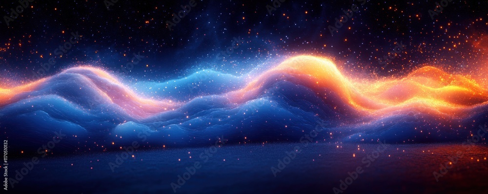 Leinwandbilder Cyberpunk Digital Wave Background for AI Coding Data Transfer Communication and Technology