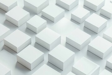 Obraz premium Minimalistic white background with square empty boxes