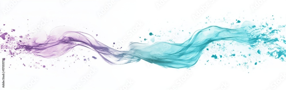 Aufkleber Vibrant flowing splashes of color create an abstract design on a minimalist white background