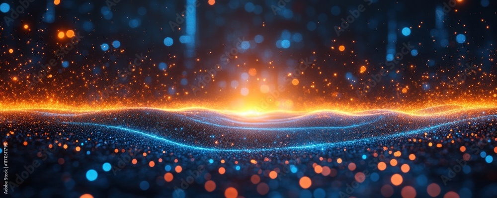 Poster futuristic digital background for technology ai data graphics audio cyberpunk aesthetic with glowing