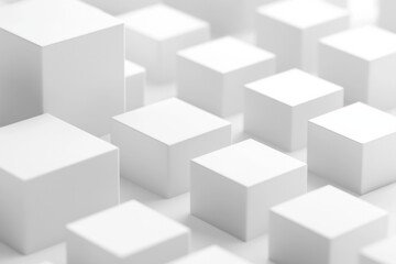 Fototapeta premium Minimalistic white background with square empty boxes