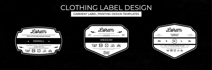 set of white Clothing Label  design Templates Featuring Various style and Design Instructions