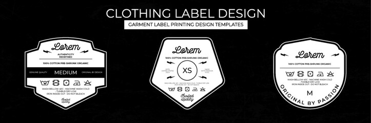 set of white Clothing Label  design Templates Featuring Various style and Design Instructions