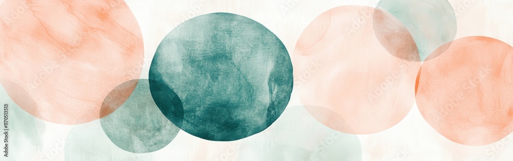 Leinwandbilder soft overlapping circles in pastel peach and blue create a calming abstract background for design or