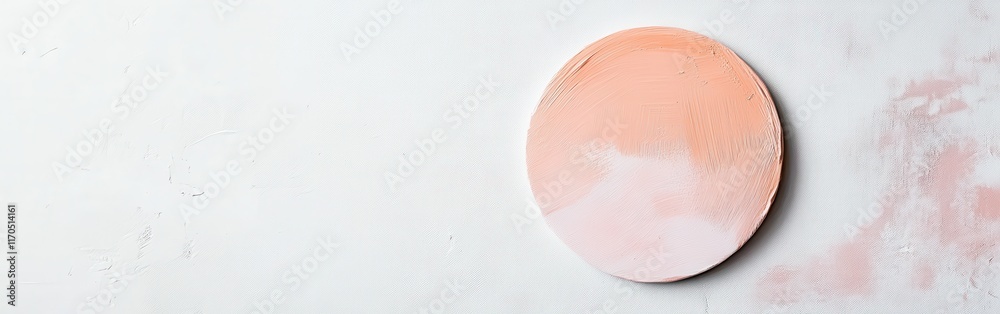 Poster Minimalist white canvas with soft pink circular texture creating a serene and modern ambiance