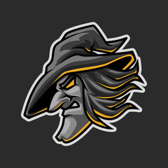 Black Wizard Head Esport Mascot Vector Illustration is perfect for your brand business