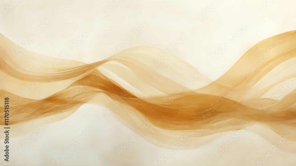 Leinwandbilder Flowing curves of warm earthy tones create a serene and calming abstract composition in a minimalist setting