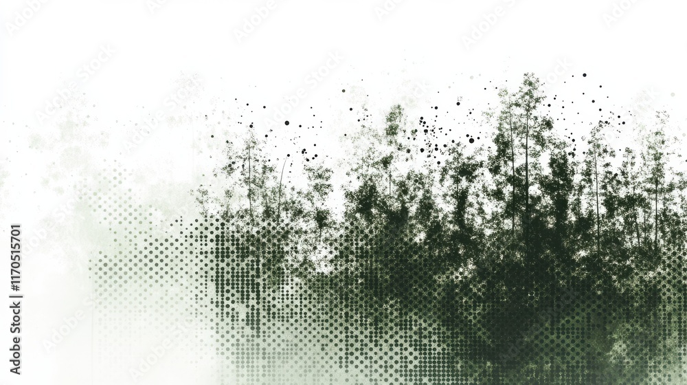 Poster deep forest green texture blending into muted tones in an abstract representation of nature
