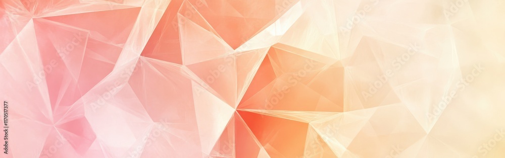 Poster Abstract design featuring overlapping translucent shapes in warm tones of pink and orange