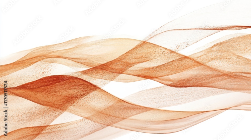 Poster Abstract flowing lines of soft pencil strokes create a tranquil atmosphere in warm earth tones