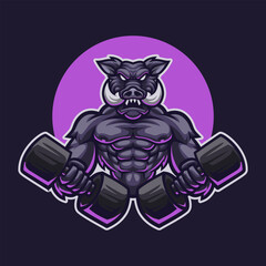 Animal Wild Pig Gym Mascot Vector Illustration Works Perfectly for Your Brand Business