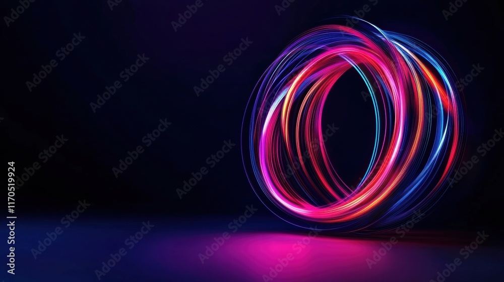 Poster vibrant light trails swirl in a dynamic motion against a dark background, creating a mesmerizing col