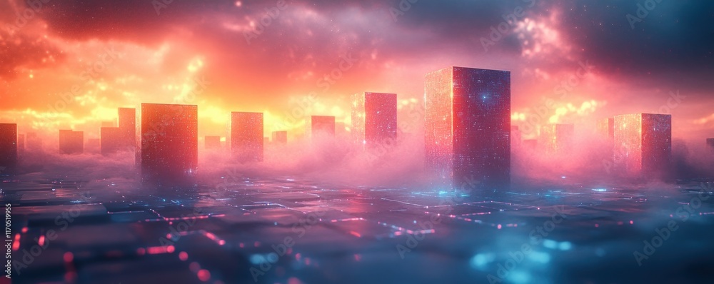 Aufkleber Futuristic Digital Background for Technology Artificial Intelligence Data Transfer Encryption Neural Networks Communication Applications