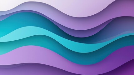 Abstract Wavy Layers of Purple and Teal Colors