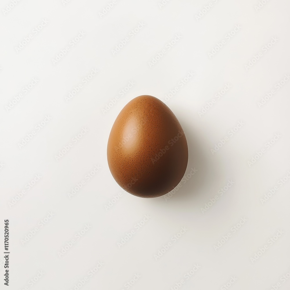 Poster brown egg resting on a smooth white surface in a well-lit setting capturing its natural sheen and te