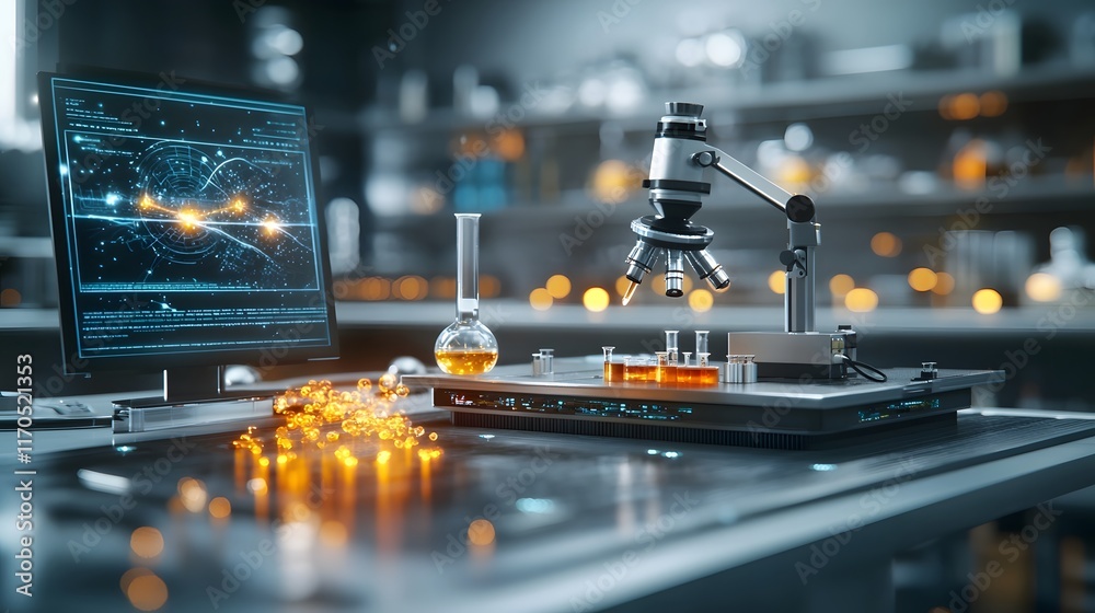 Poster cutting edge physics lab harnessing quantum computing for groundbreaking experiments on action and r