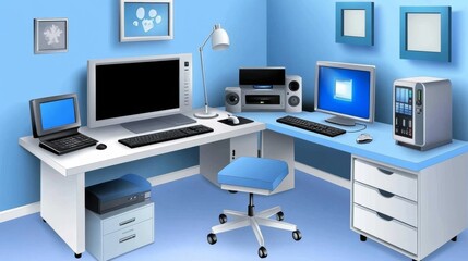 Blue Room Digital Workstation Computers, Peripherals and Decor
