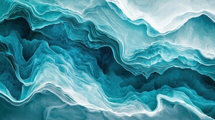 Obraz premium Abstract Teal and White Layered Waves Design