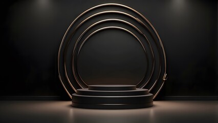 round podium banner with empty space, black luxury black Friday background