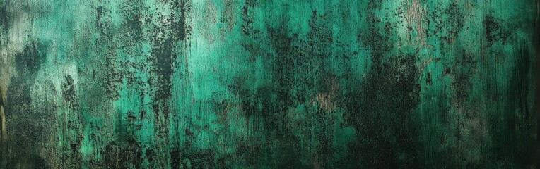 Scratched steel surface exhibiting a vibrant green hue with texture variations