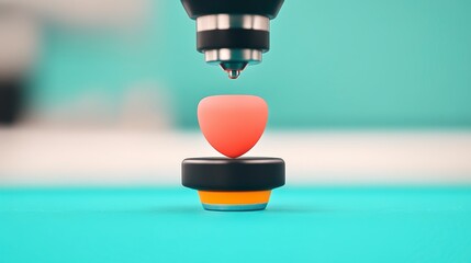 Abstract 3D Render Precision Drill Coral Heart Shape Teal Background