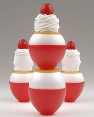 Stacked Strawberry Shortcakes Red and White 3D Render