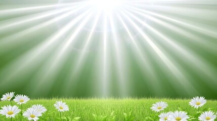 Obraz premium Radiant Sunlight on a Lush Meadow with Daisies