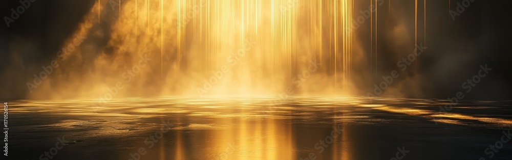 Aufkleber mysterious dark room illuminated by warm golden light creating an ethereal atmosphere