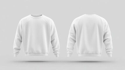 White Crewneck Sweatshirt Mockup Front and Back View