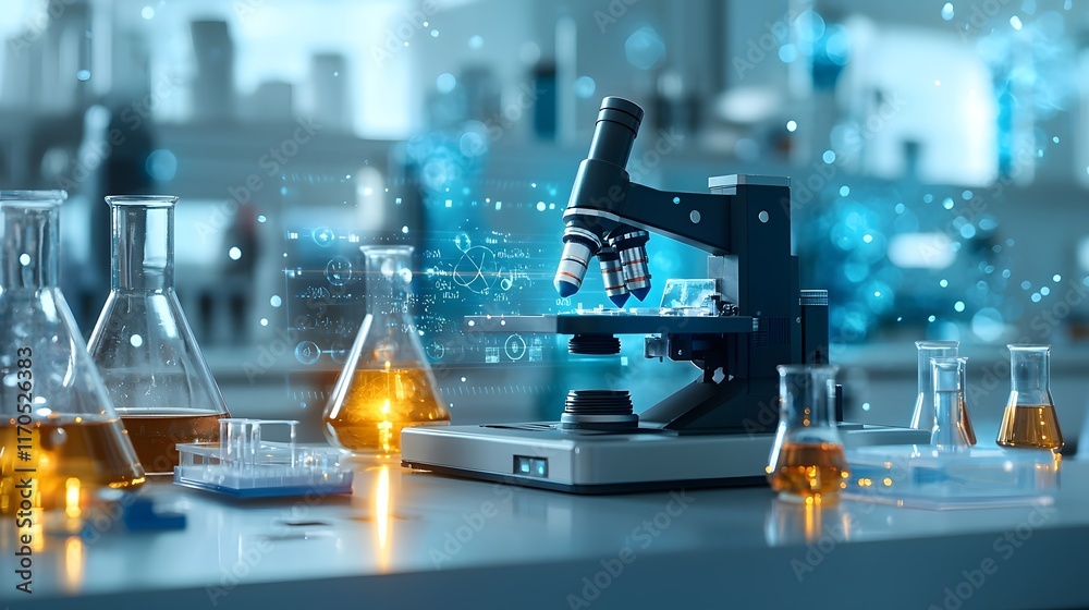 Poster quantum powered simulations of projectile motion displayed in a sleek futuristic laboratory setting